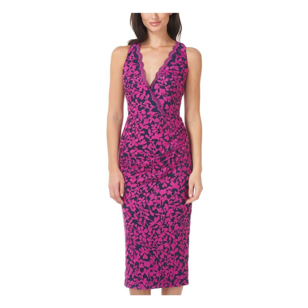 JS COLLECTION Womens Navy Sleeveless Midi Evening Body Con Dress 16